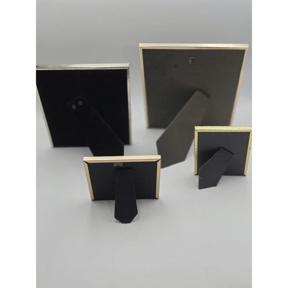 Vintage Lot Of 4 MCM Gold Picture Photo Frames Various Sizes Boho Classic Brass